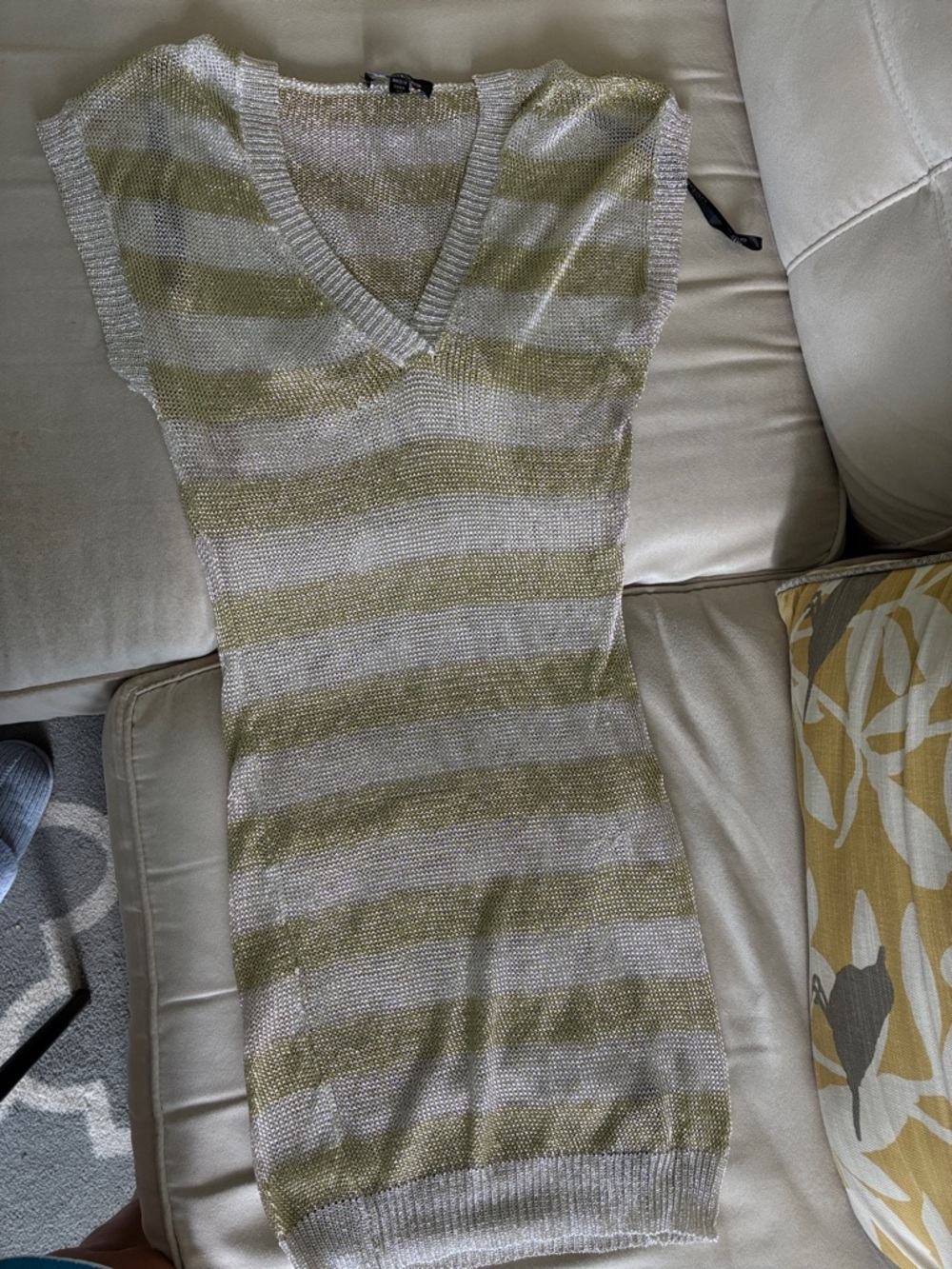 Metallic Gold & silver Striped Hooded cover up. Perfect for beach clubs & pool